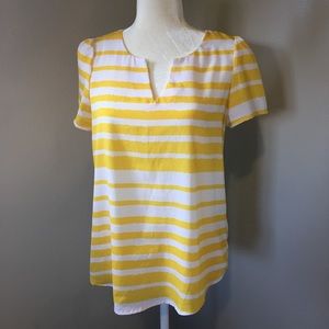 Yellow & white striped blouse